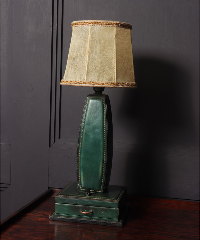 Lampe de Bureau Stitch en Cuir dans le Style de Jacques Adnet, 1960s en  vente sur Pamono