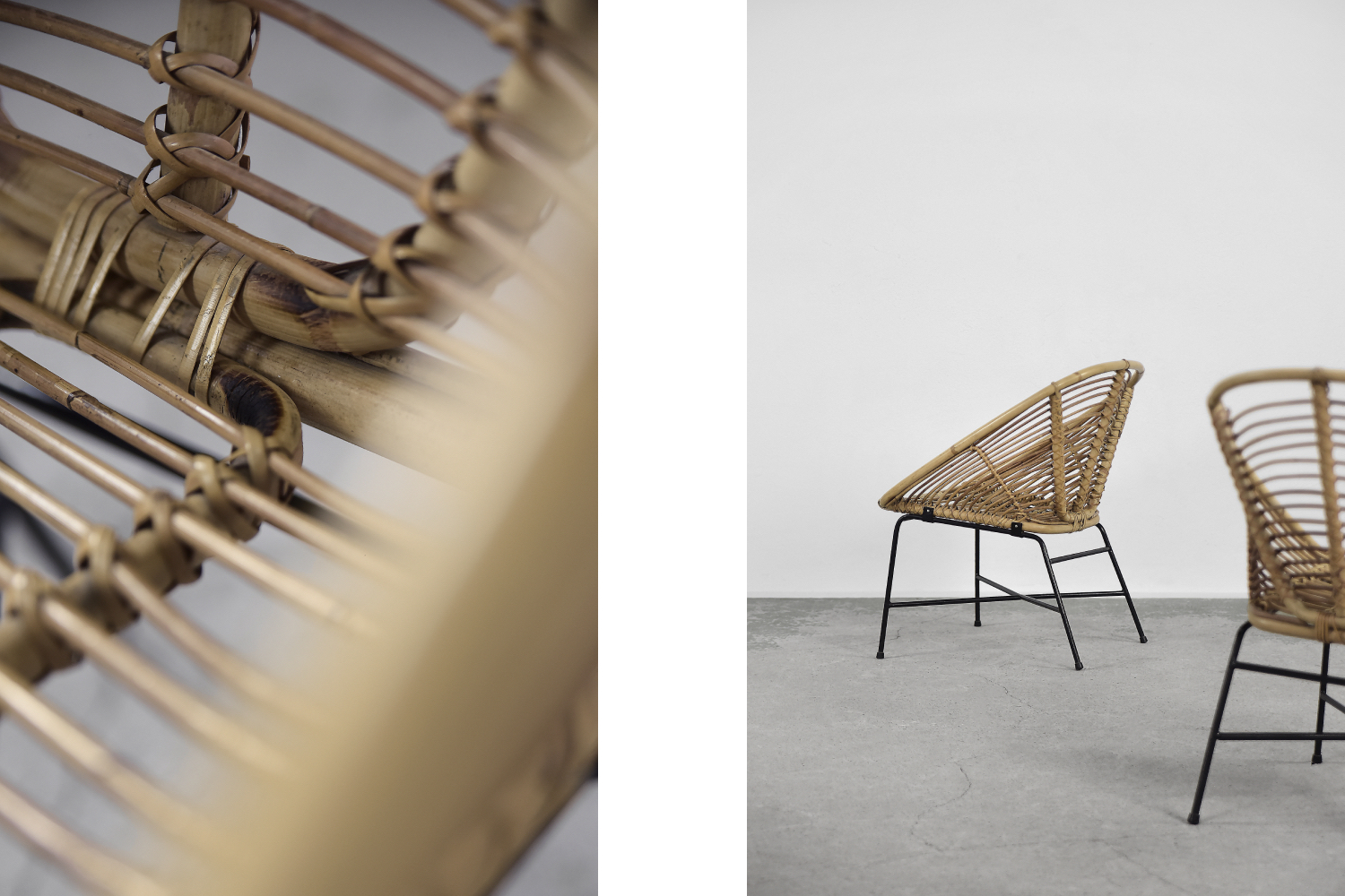 Mid-Century Modern Vintage Bamboo Chair, 1960s, Set of 2 - Hunt Vintage