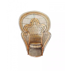 Rare Original 1970's The King of Peacock Chairs, Cobra Wicker Throne Armchair
