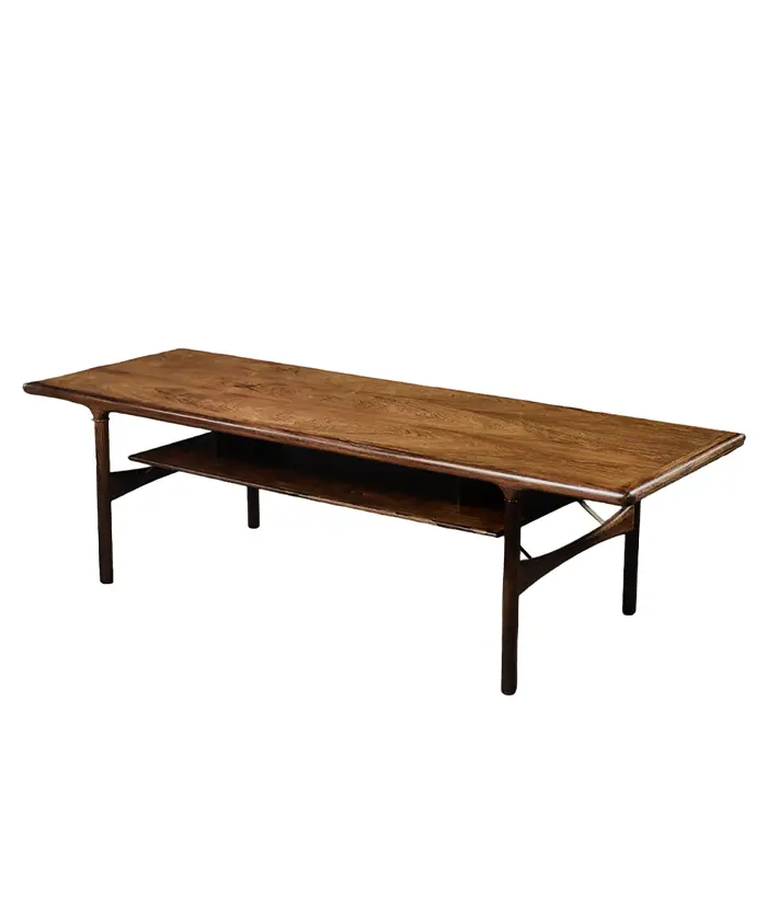 Vintage Mid-Century Danish Modern Rosewood Coffee Table with Shelf and  Pull-Out Black Top, 1960s - Hunt Vintage