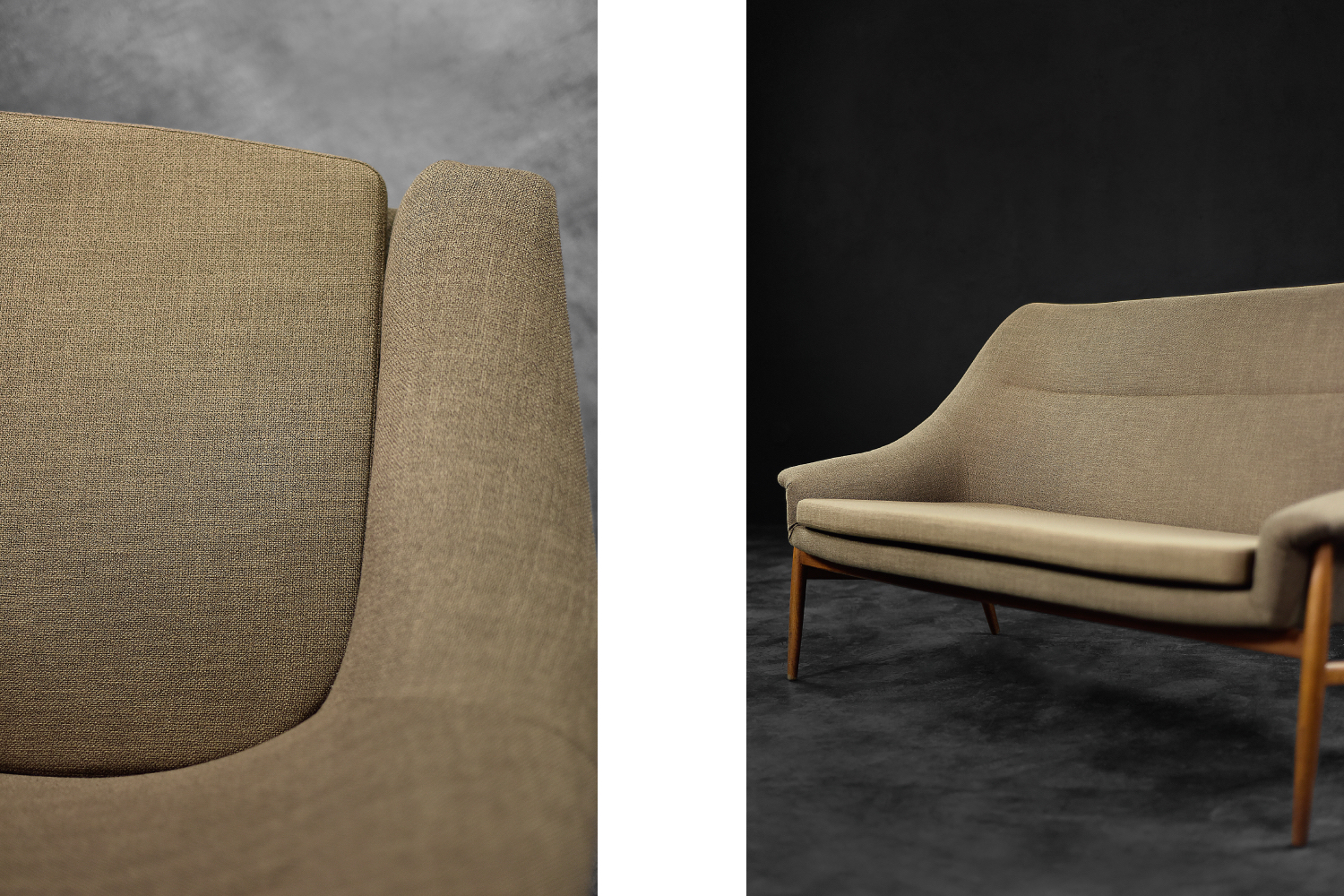 Rare Vintage Mid-Century Scandinavian Modern 2-Seater Brown Fabric Sofa  Grace by Ikea, 1961 - Hunt Vintage