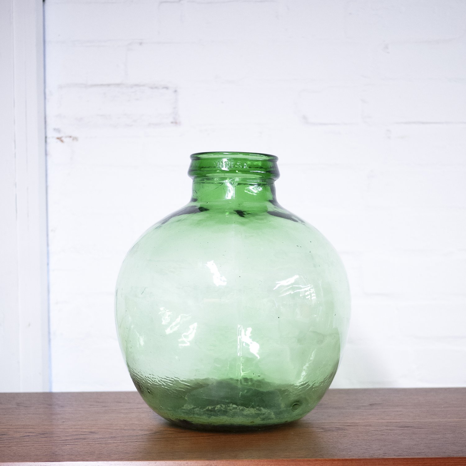 Vintage Green Glass Bottle Demijohn By Viresa, 1970s - Hunt Vintage