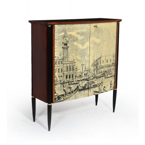 Mid Century Cocktail Cabinet In The Manner Of Fornasetti