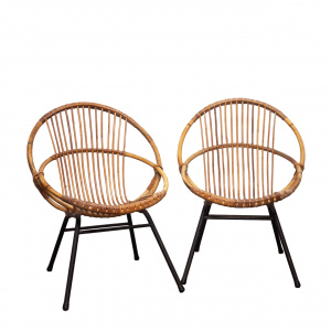 Mid-Century Bamboo & Metal Chair By Rohe Noordwolde, 1960s, Set of 2