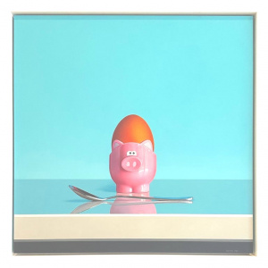 Pink Pig Egg Cup Still Life By Artist Christopher Green