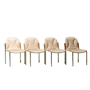 Set Of 4 Gianluigi Gorgoni Golden Metal Chairs 70s Vintage
