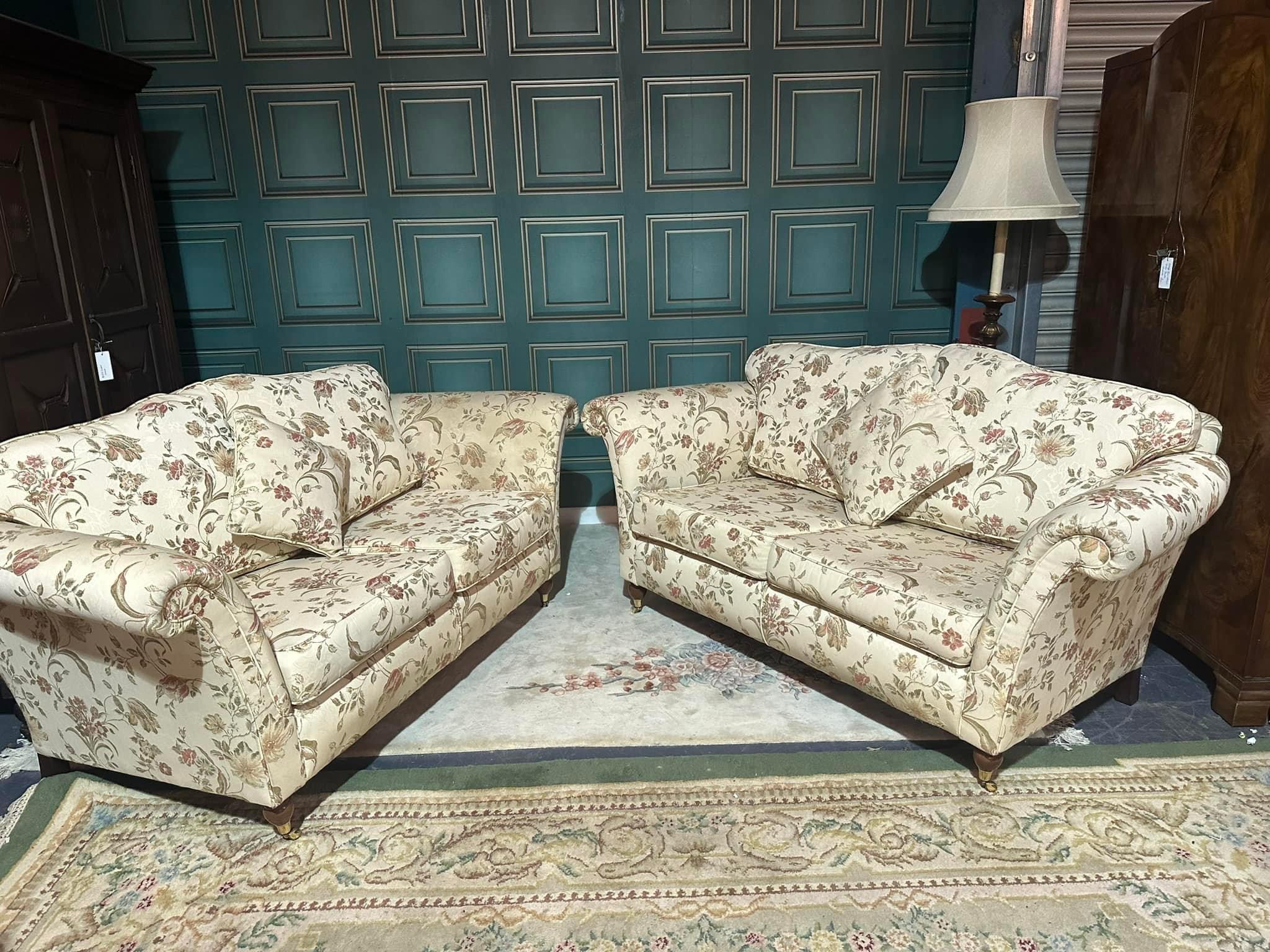 Beautiful pair of Laura Ashley type Georgian style two seater sofas - Hunt  Vintage