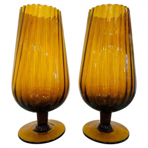 Amber Swirled Italian Glass Vases, 1960s