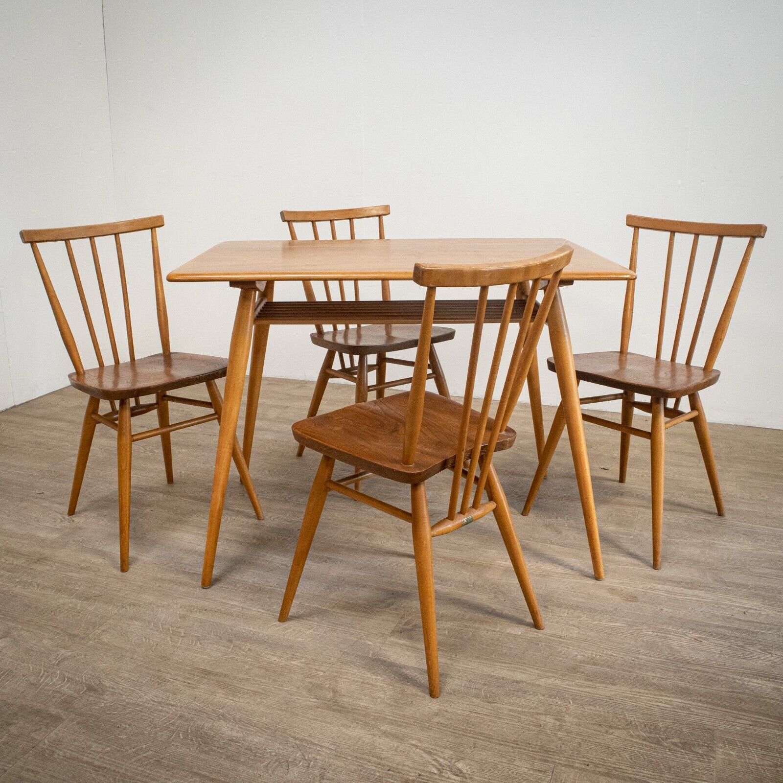 Mid Century Ercol Table & Set of 4 Chairs - Hunt Vintage