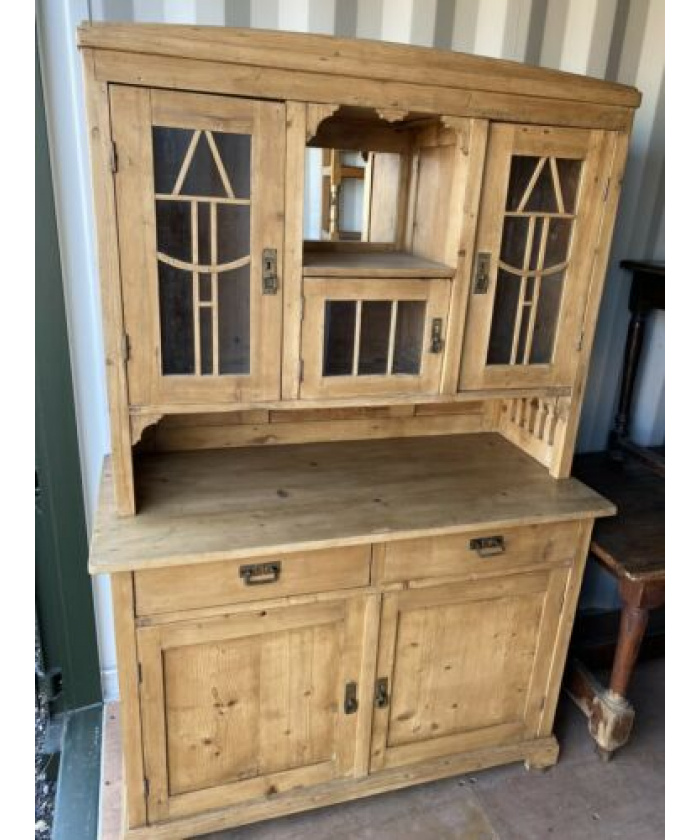 Antique French Pine Dresser Housekeeper's Cupboard, c 1880 - Hunt Vintage