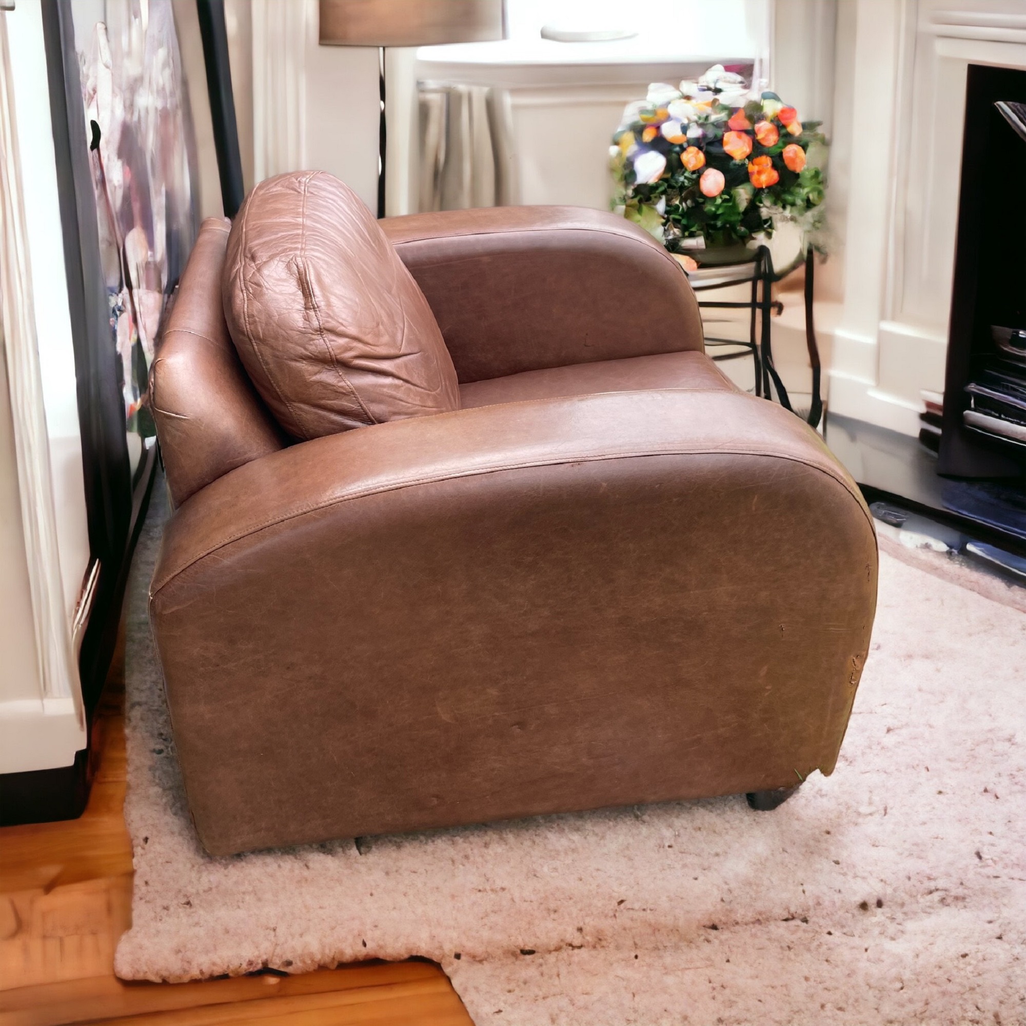 Vintage Art Deco style leather armchair - Hunt Vintage