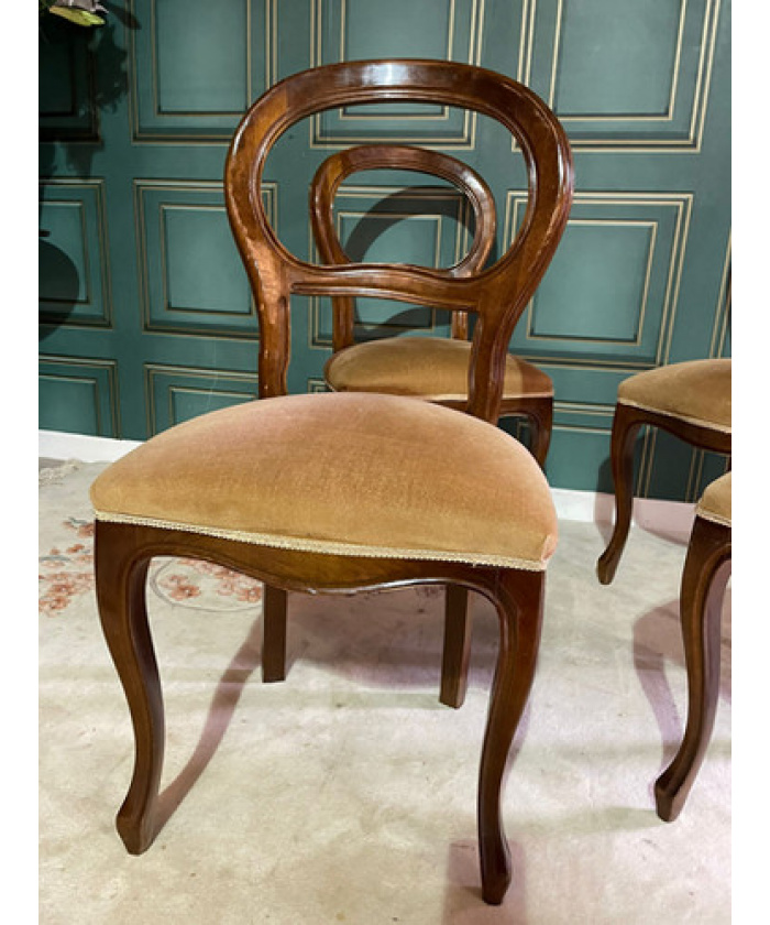 Set of Four Mahogany Reproduction Balloon Back Chairs - Hunt Vintage