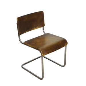 Mid Century Leather & Tubular Chrome Cantilever Chair, 1950s