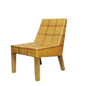 Vintage French Tri-Tone Woven Rattan Chair, 1970s