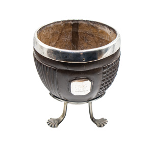 Georgian Coconut Cup with Silver Rim and Feet