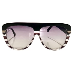 2000s Christian Dior Dark Blue Stripe Cat-Eye Sunglasses