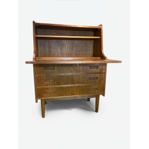 Mid Century Scandinavian Vintage Teak Wood Storage Writing DeskChest Of Drawers From The 50's And 60's
