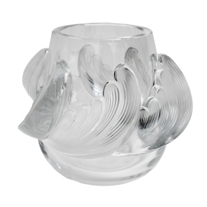 Vagues Art Decò Crystal Vase Signed Lalique, France 1960s