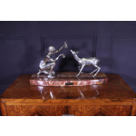 Art Deco Silvered Bronze Of Lady Feeding Deer By D’Arte C1930