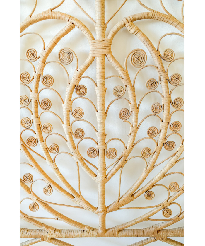 Wicker Peacock Heart Design Bed Headboard (UK Double size)