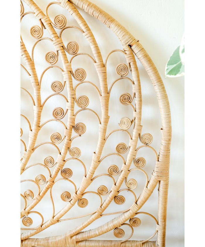 Wicker Peacock Heart Design Bed Headboard (UK Double size)