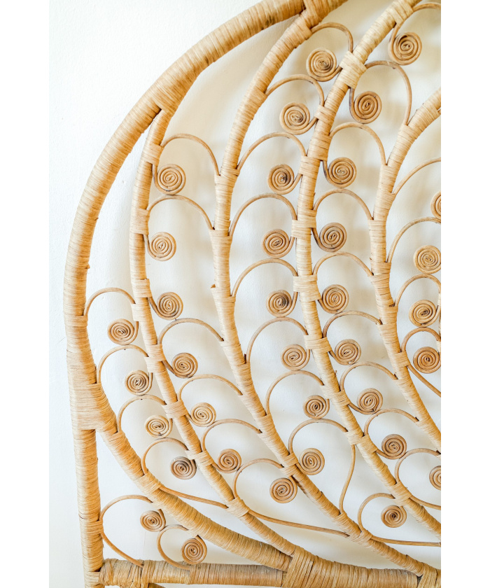 Wicker Peacock Heart Design Bed Headboard (UK Double size)