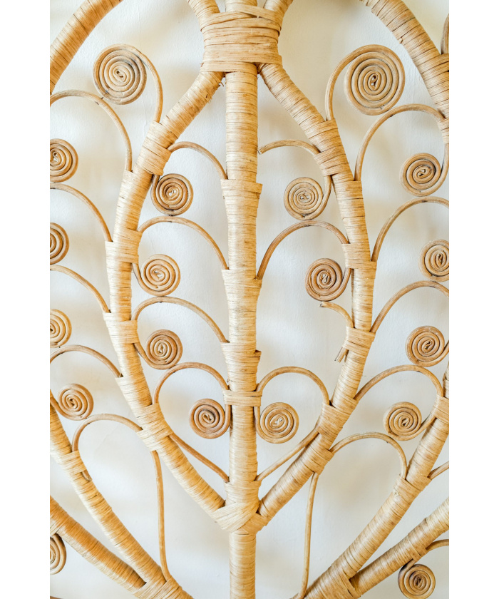 Wicker Peacock Heart Design Bed Headboard (UK Double size)