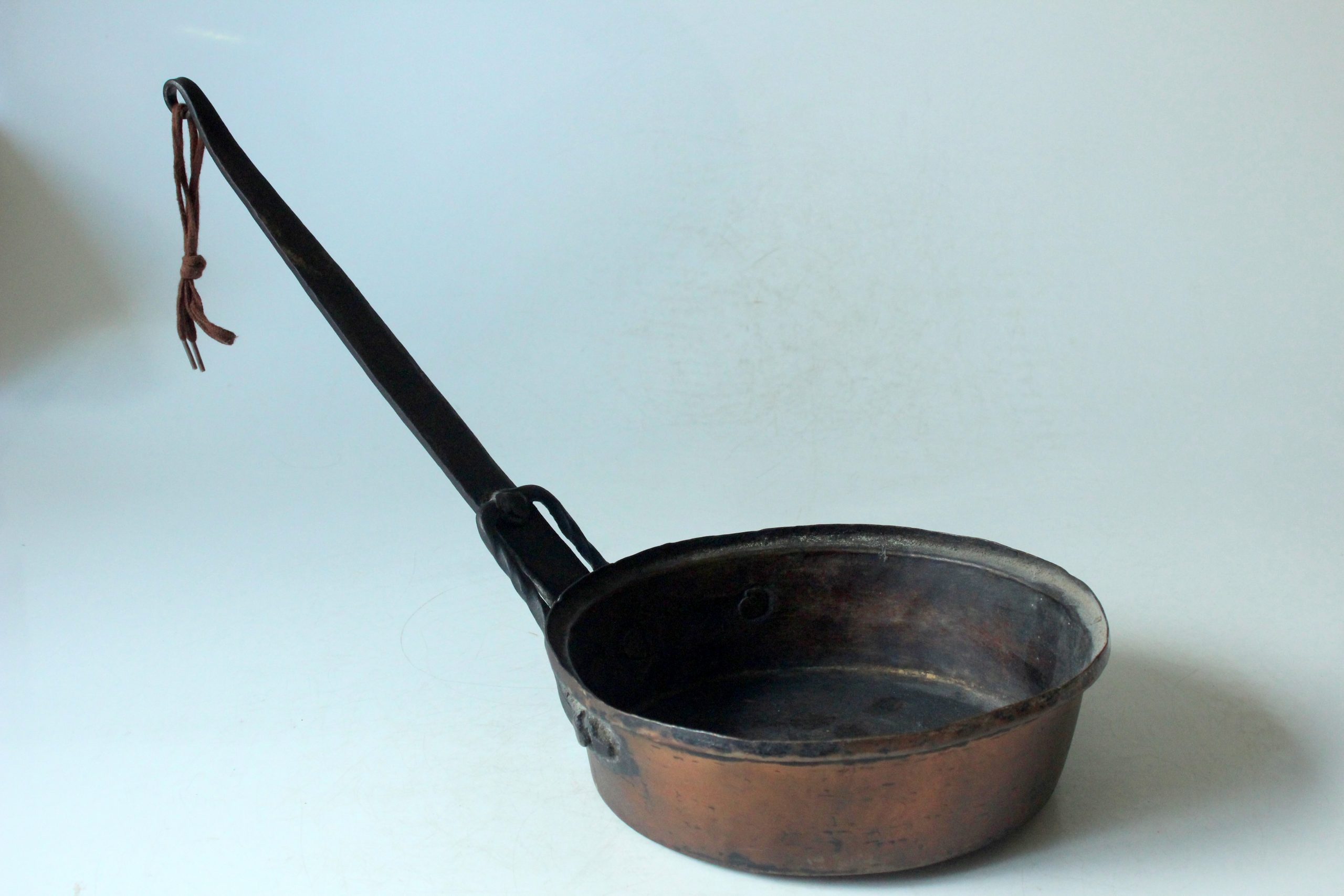 Copper and wrought iron pan, handmade, hand forged, vintage from the 1970s