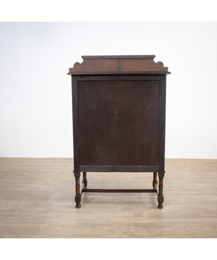Narrow Oak Chest of Drawers with Art Deco Carving