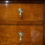 Narrow Oak Chest of Drawers with Art Deco Carving