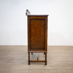 Narrow Oak Chest of Drawers with Art Deco Carving