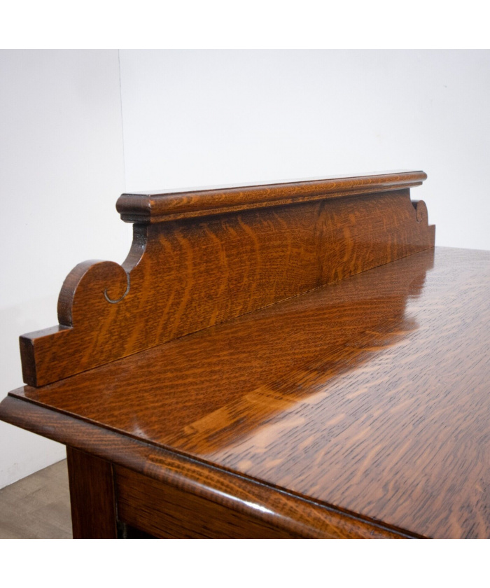 Narrow Oak Chest of Drawers with Art Deco Carving