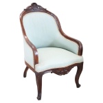 Antique upholstered walnut armchair