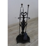 Set of antique fireplace tools in wrought iron and cast iron