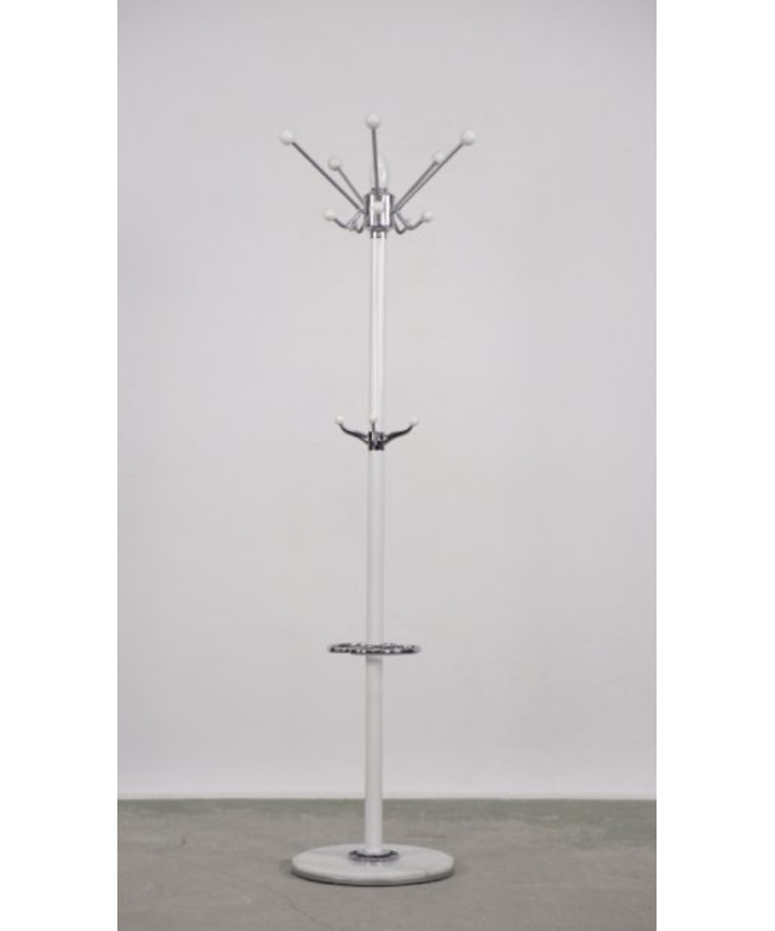 Mid-Century Modern White Floor Coat Rack, 1990s