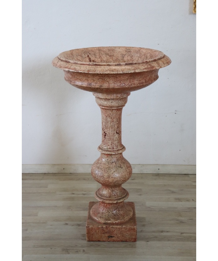 Hand Carved Stone Tub Holy Water Font, Early 20th Century