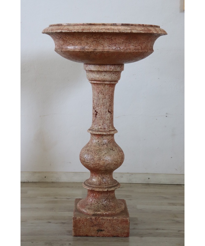 Hand Carved Stone Tub Holy Water Font, Early 20th Century