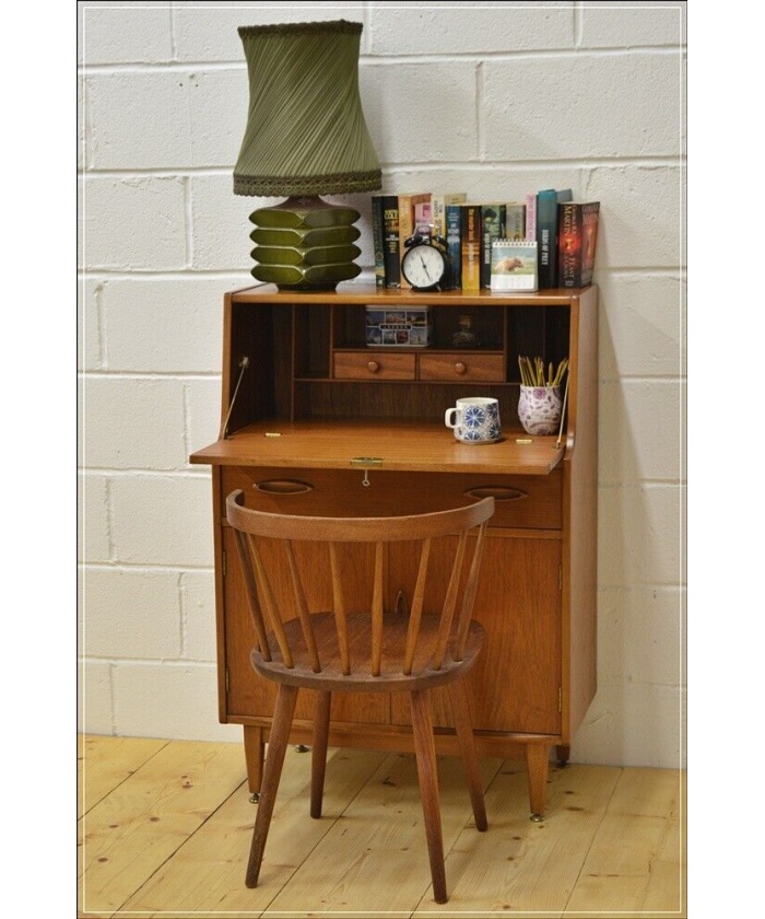 Vintage bureau writing desk teak Jentique danish design mid century ...
