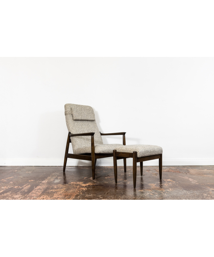 High Back Armchair "GFM-64" and Ottoman designed by Edmund Homa, Poland, 1960s