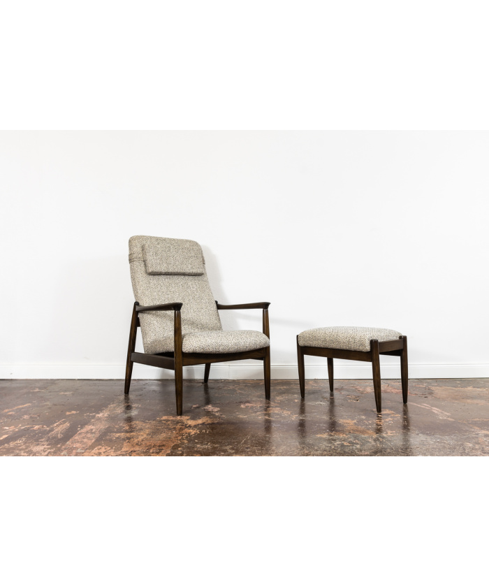 High Back Armchair "GFM-64" and Ottoman designed by Edmund Homa, Poland, 1960s