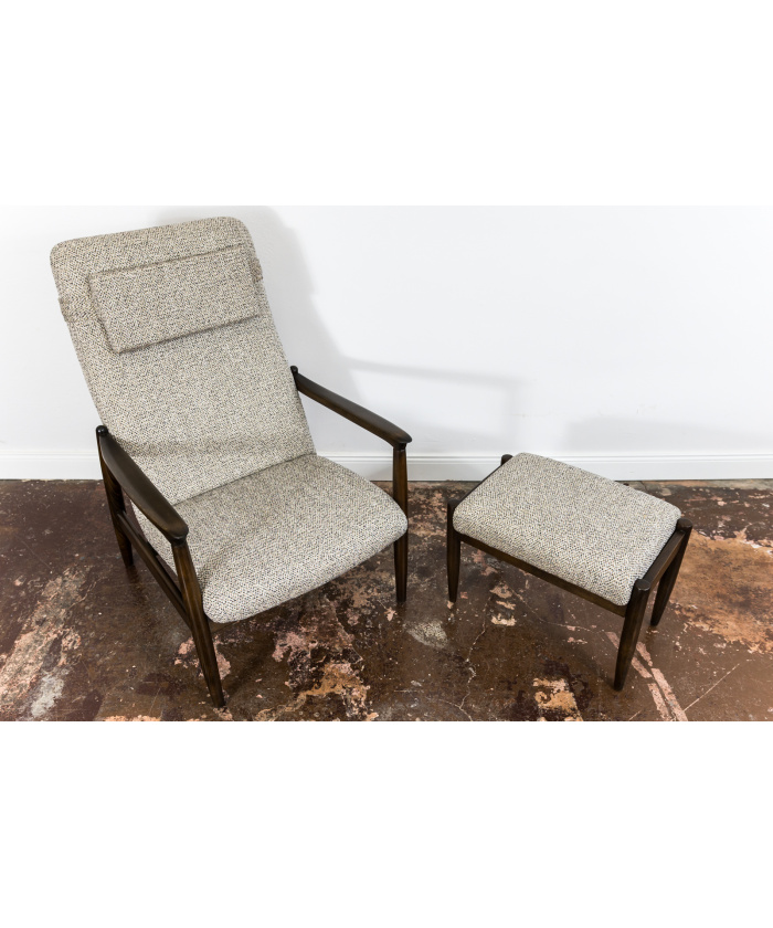 High Back Armchair "GFM-64" and Ottoman designed by Edmund Homa, Poland, 1960s