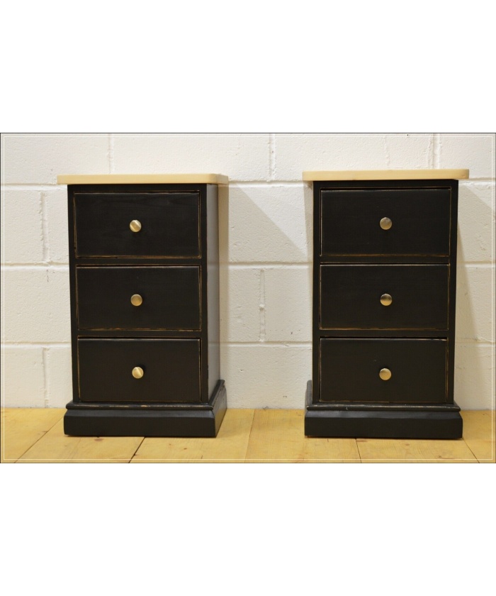 Vintage bedside cabinet cabinets x 2 pair solid pine pitch black
