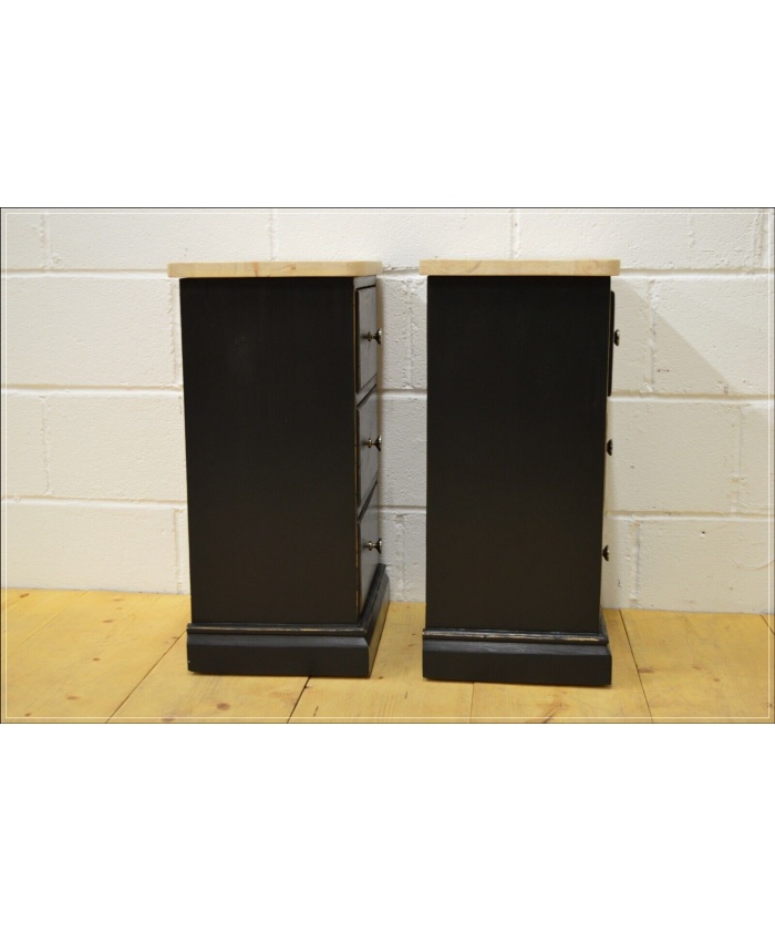 Vintage bedside cabinet cabinets x 2 pair solid pine pitch black