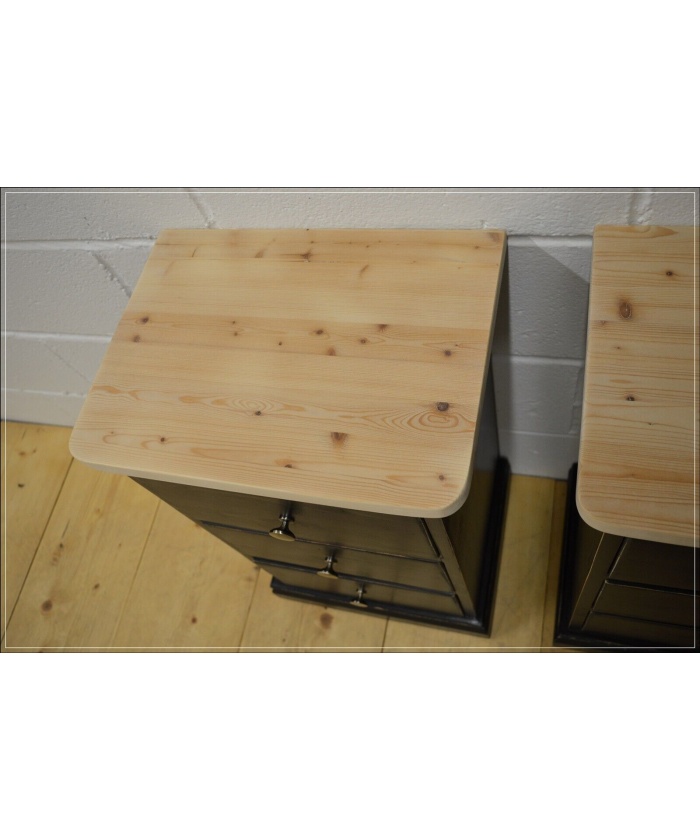 Vintage bedside cabinet cabinets x 2 pair solid pine pitch black