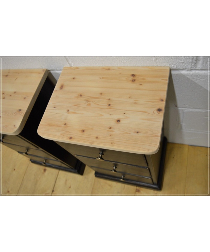 Vintage bedside cabinet cabinets x 2 pair solid pine pitch black