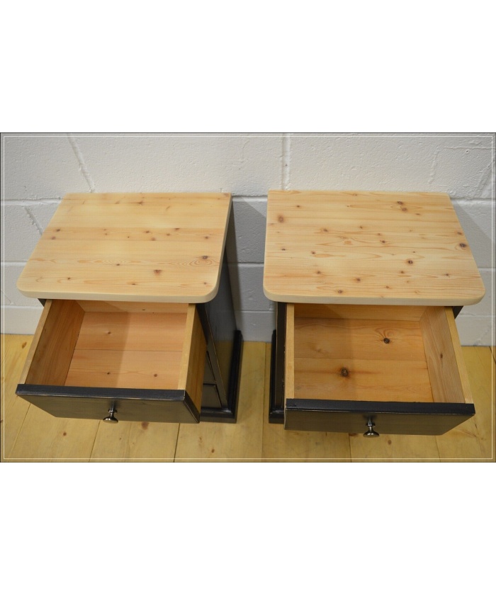 Vintage bedside cabinet cabinets x 2 pair solid pine pitch black