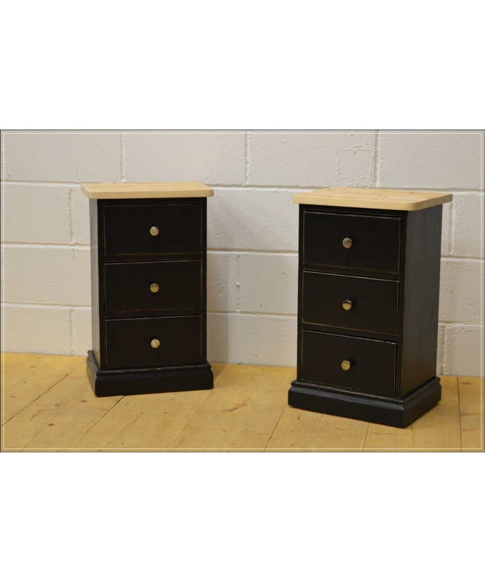 Vintage bedside cabinet cabinets x 2 pair solid pine pitch black