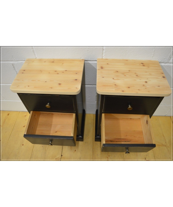 Vintage bedside cabinet cabinets x 2 pair solid pine pitch black
