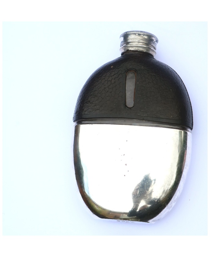 An antique Victorian hunting silver plated Hip Flask by James Dixon C.19thC