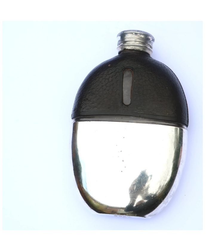 An antique Victorian hunting silver plated Hip Flask by James Dixon C.19thC